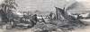 Passengers camping on shore after wreck of the S.S. Golden Rule, Caribbean Sea, May 30, 1865, artist's impression