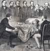 Abraham Lincoln on his deathbed, 10th Street, Washington, DC, April 14-15, 1865, artist's impression, detail